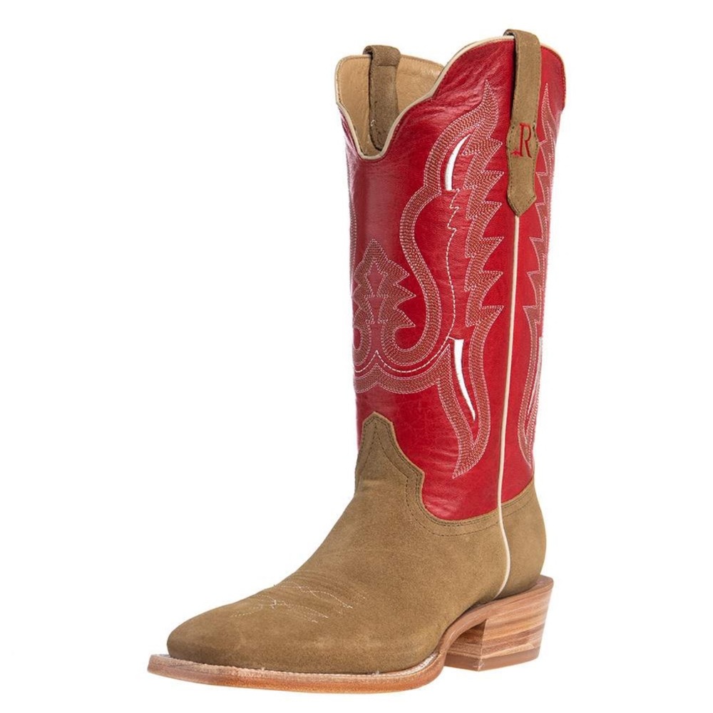 R Watson Red Roughout Square Toe Boots